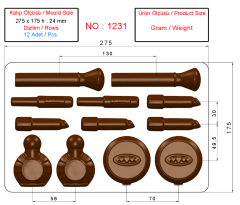 1231 - Makeup Set Polycarbonate Chocolate Mold