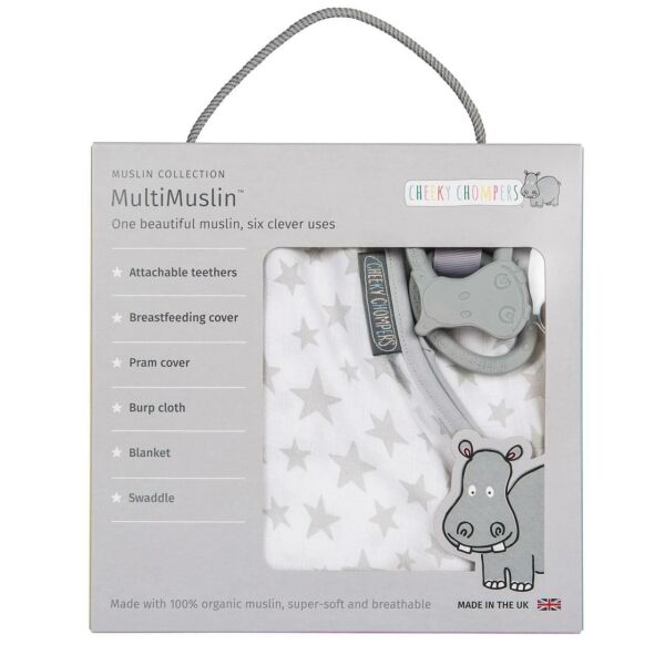 Cheeky Chompers Multimuslin Silver Stars