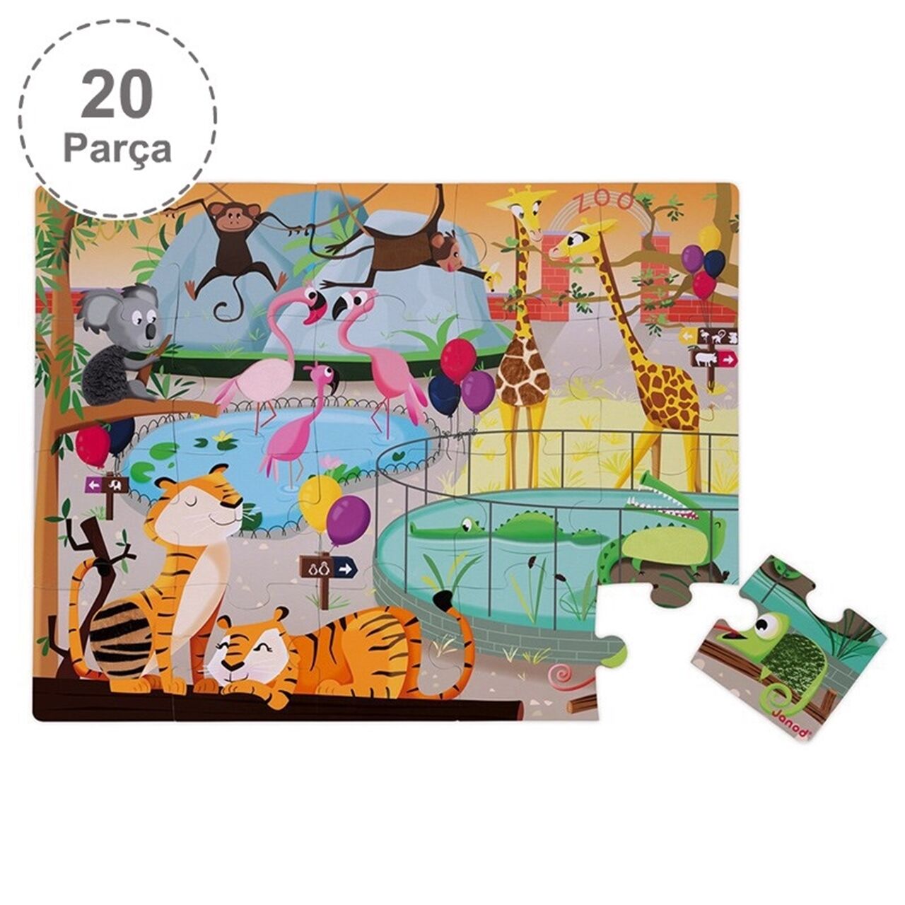 Janod 20 Parça Dokun Hisset Puzzle Hayvanat Bahçes