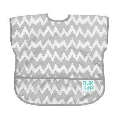 Bumkins Kısa Kollu Önlük (1-3) - Gray Chevron