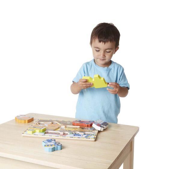 Melissa & Doug Ahşap Tombul Yapboz-İnşaat Araçları