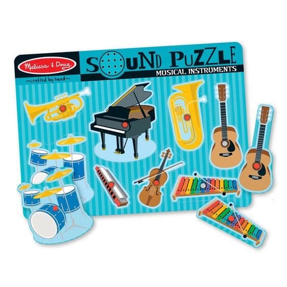 Melissa & Doug Ahşap Sesli Yapboz-Müzik Aletleri