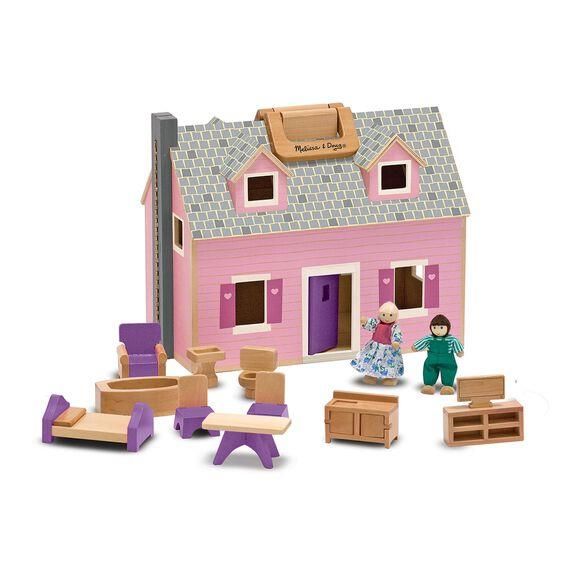 Melissa&Doug Ahşap Taşınabilir Küçük Mobilyalı Ev