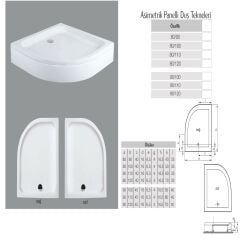 Asimetrik oval panelli duş teknesi H:15-16 cm