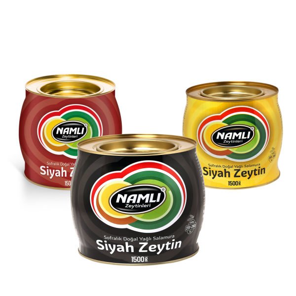 3 lü GEMLİK Salamura Siyah Zeytin 1500 gr