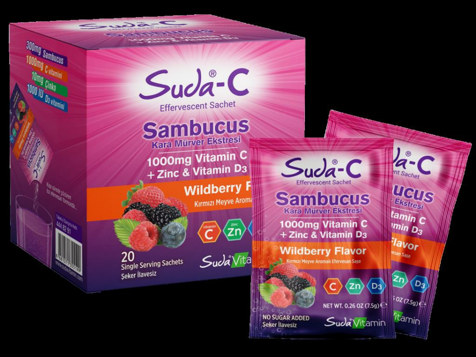 Suda Vitamin Sambucus Kara Mürver Ekstresi Saşe
