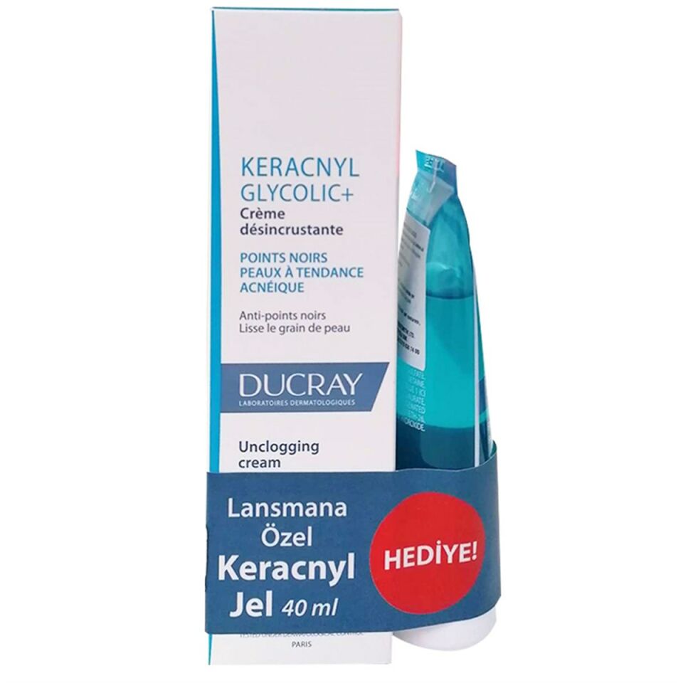 Ducray Keracnyl Glycolic Krem 30 ml + Keracnyl Gel Moussant 40 ml