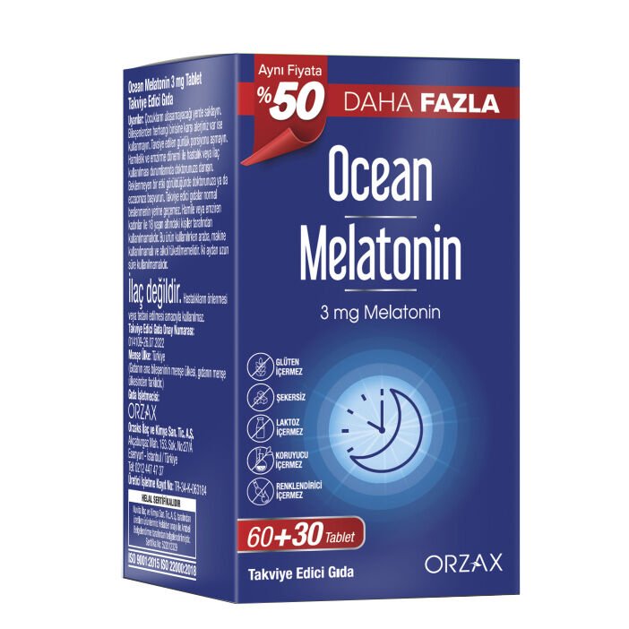 Ocean Melatonin 3 mg 60+30 Tablet - %50 Daha Fazla