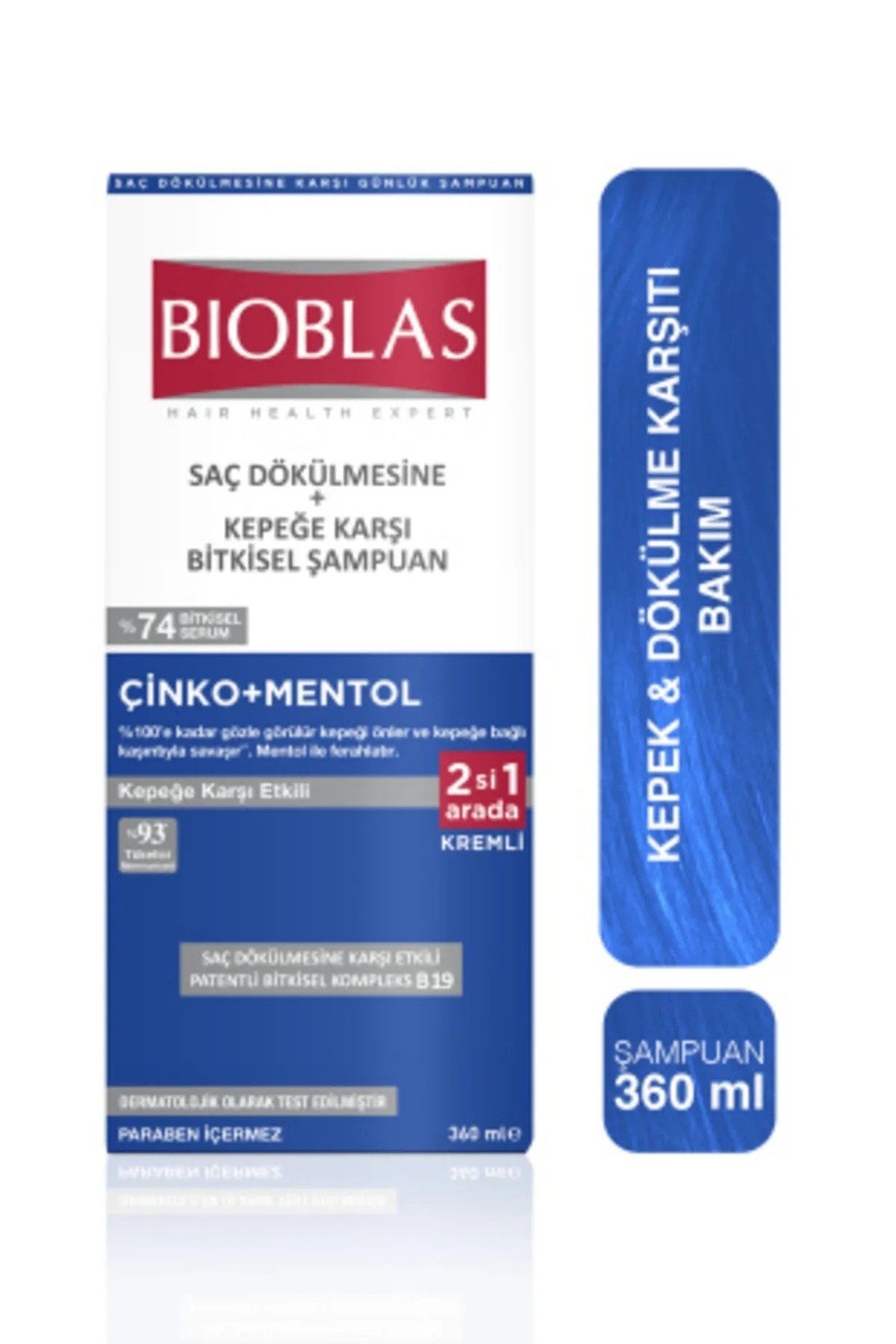 Bioblas 2’si 1 Arada Mentol Ferahlığı ve Kepek Karşıtı Şampuan 360 ml