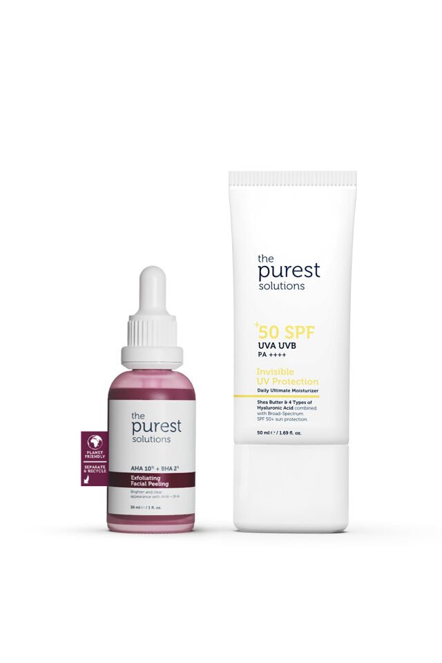 The Purest Solutions Canlandırıcı ve Ton Eşitleyici Yüz Peeling Serum + Spf 50+ Güneş Koruyucu