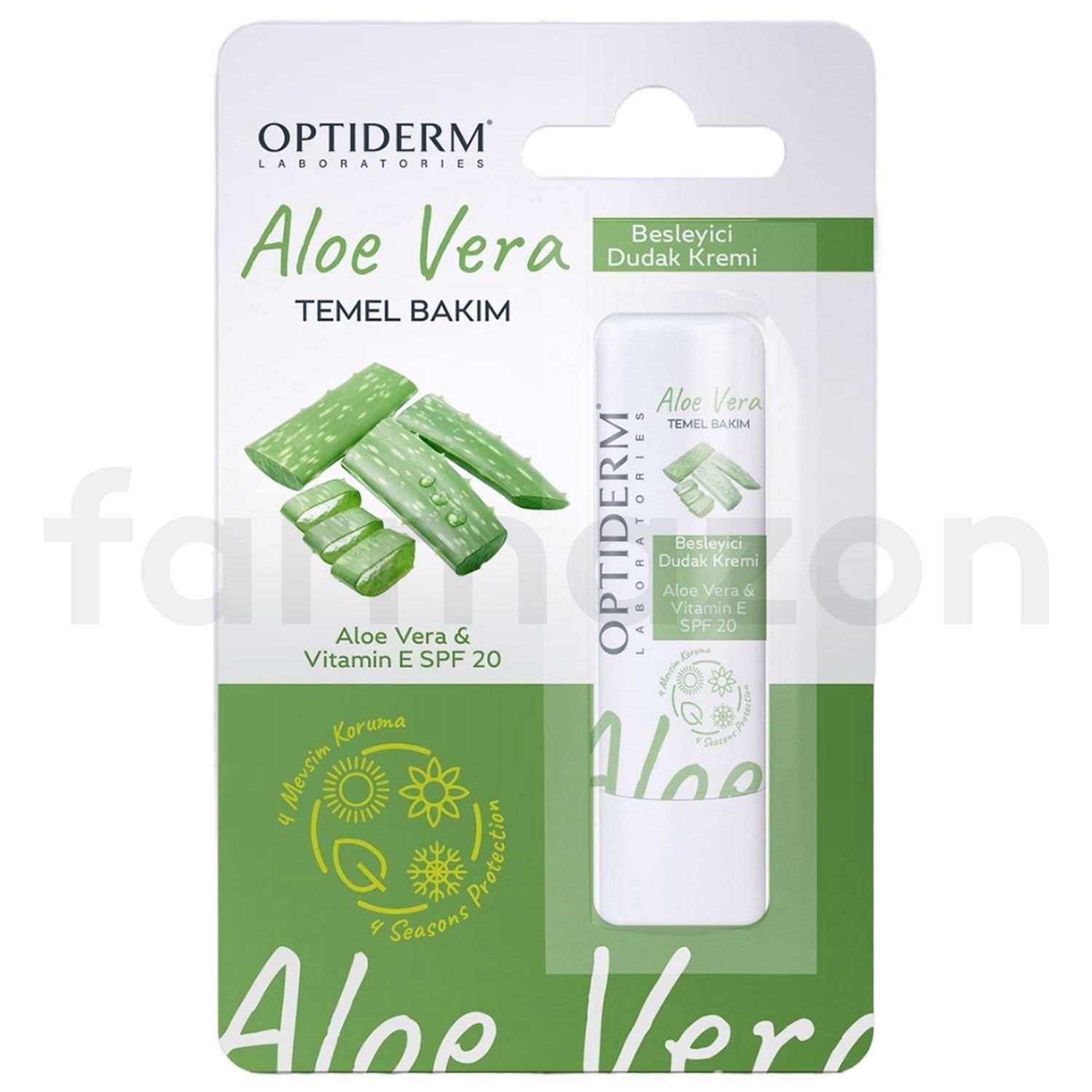 Optiderm Lip Stick E Vitaminli SPF20+ Aloe Vera