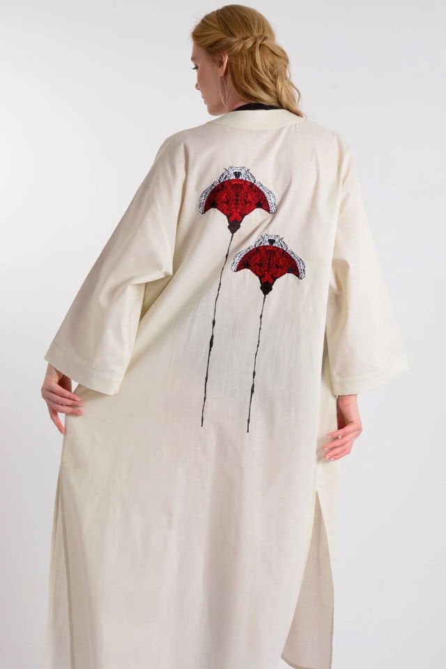 Fresh Carnation Linen Kimono
