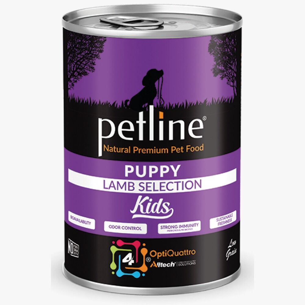 Petline Super Premium Yavru Köpek Konservesi Kuzu etli Ve Prinçli Pate 400 Gr (Kids)