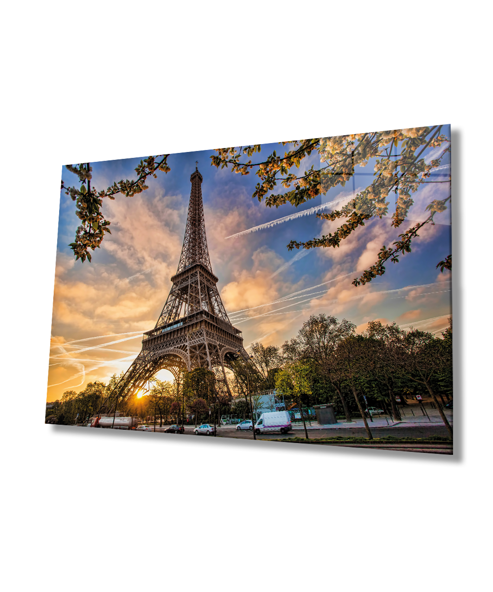 Paris Eyfel Kulesi Cam Tablo  4mm Dayanıklı Temperli Cam, Eiffel Glass Wall Decor