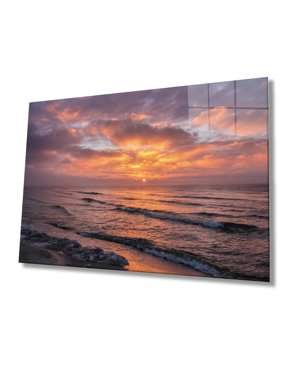 Gün Batımı Deniz Manzaralı Cam Tablo  4mm Dayanıklı Temperli Cam Sunset Sea View Glass Table 4mm Durable Tempered Glass