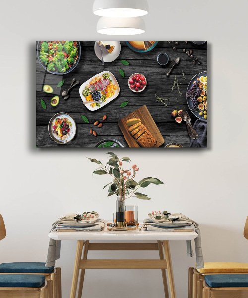 Meyve Sebze Masa Mutfak Cam Tablo  4mm Dayanıklı Temperli Cam  Fruit Vegetable Table Kitchen Glass Wall Art