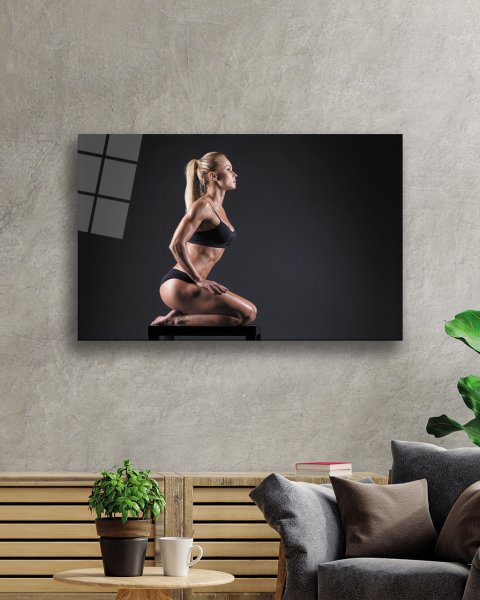 Spor Fitnes Cam Tablo  4mm Dayanıklı Temperli Cam Sports Fitness Glass Wall Art