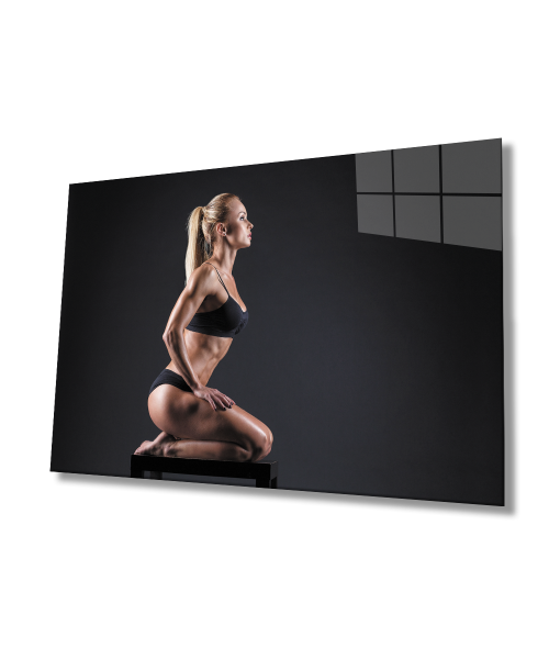 Spor Fitnes Cam Tablo  4mm Dayanıklı Temperli Cam Sports Fitness Glass Wall Art