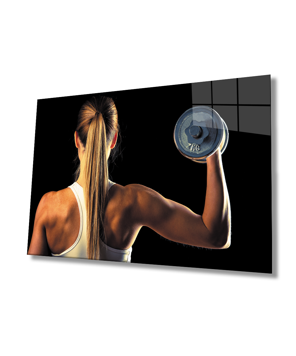 Spor Fitnes Cam Tablo  4mm Dayanıklı Temperli Cam Sports Fitness Glass Wall Art