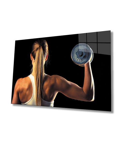 Spor Fitnes Cam Tablo  4mm Dayanıklı Temperli Cam Sports Fitness Glass Wall Art