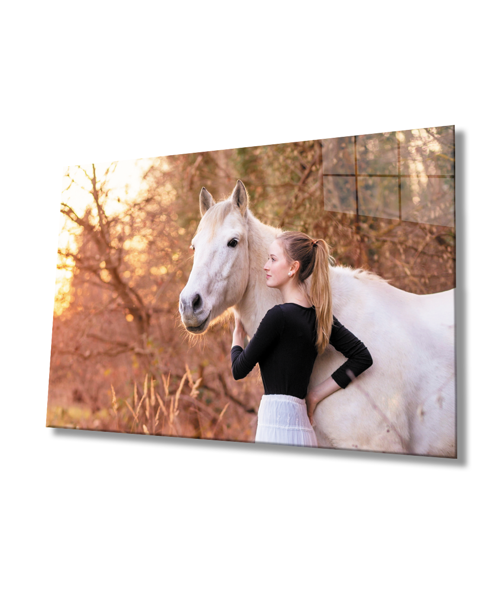 At  ve Kadın Cam Tablo  4mm Dayanıklı Temperli Cam