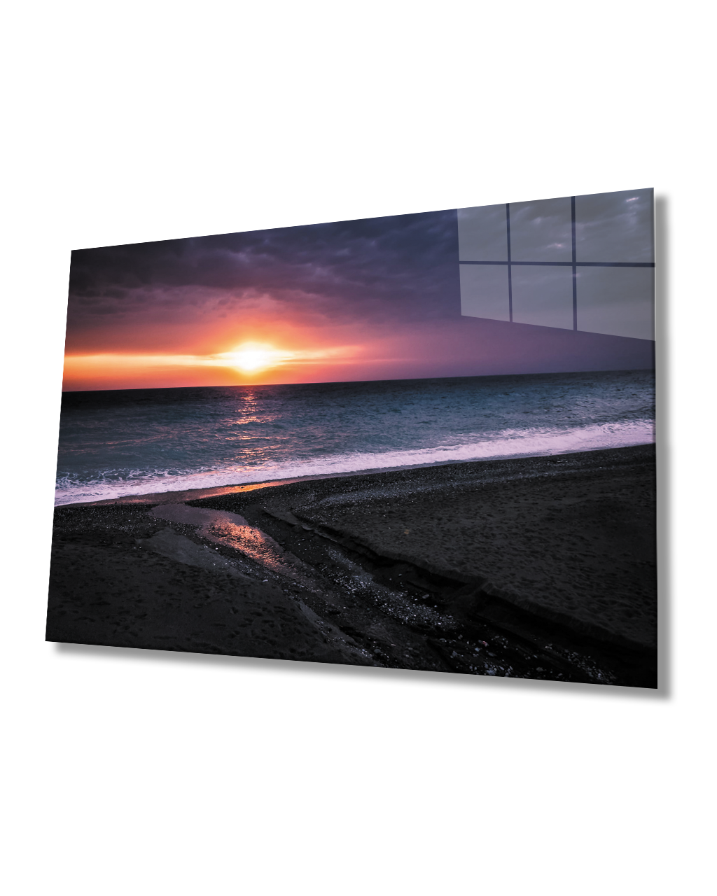 Gün Batımı Sahil Cam Tablo  4mm Dayanıklı Temperli Cam Sunset Beach Glass Table 4mm Durable Tempered Glass