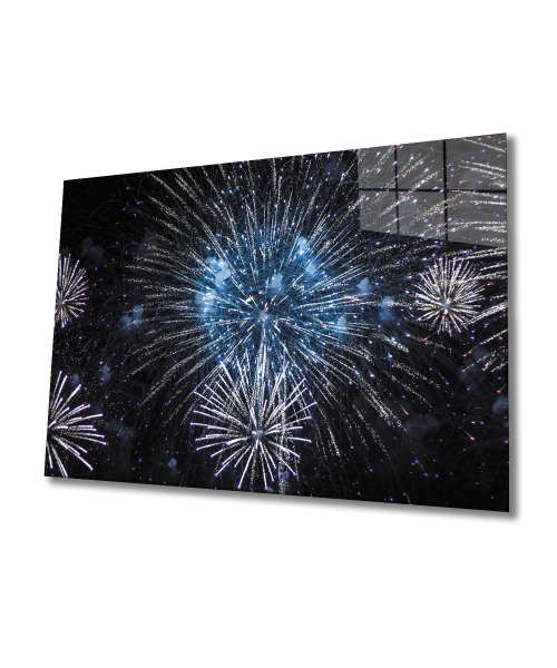 Havai Fişek  4mm Dayanıklı Cam Tablo Temperli Cam,  Firework Glass Wall Art