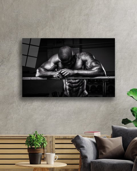 Spor Fitnes Cam Tablo  4mm Dayanıklı Temperli Cam Sports Fitness Glass Wall Art