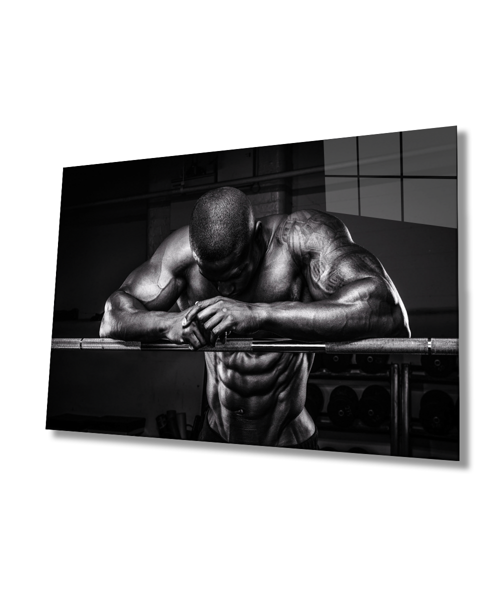 Spor Fitnes Cam Tablo  4mm Dayanıklı Temperli Cam Sports Fitness Glass Wall Art