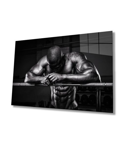 Spor Fitnes Cam Tablo  4mm Dayanıklı Temperli Cam Sports Fitness Glass Wall Art