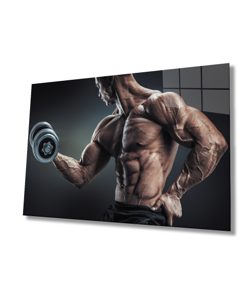 Spor Fitnes Cam Tablo  4mm Dayanıklı Temperli Cam Sports Fitness Glass Wall Art