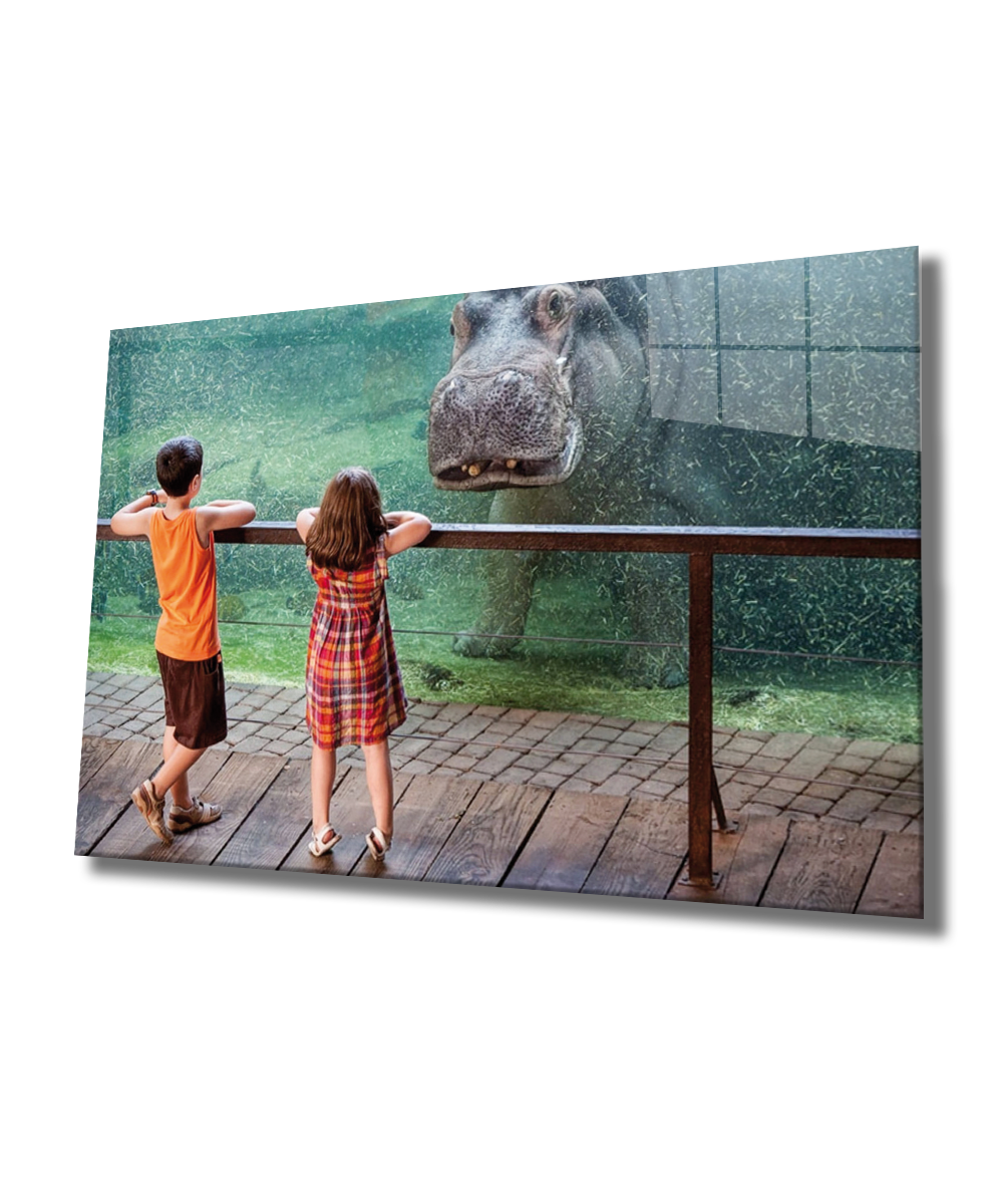 Hayvanat Bahçesi Cam Tablo  4mm Dayanıklı Temperli Cam, Zoo Glass Wall Art