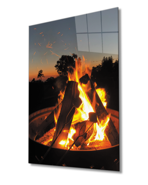 Ateş Cam Tablo 4mm Dayanıklı Temperli CamFire Glass Painting