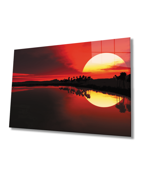Gün Batımı Yansıma Cam Tablo  4mm Dayanıklı Temperli Cam Sunset Reflection Glass Table 4mm Durable Tempered Glass