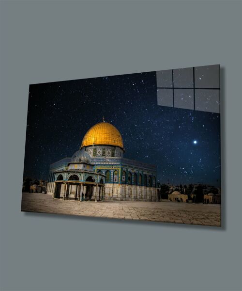 Kudüs Kubbet'üs Sahra Dini Cam Tablo 4mm Dayanıklı Temperli Cam