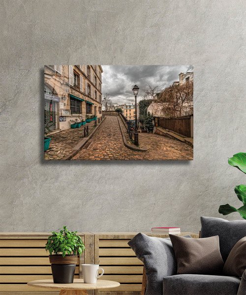 Sokak Cam Tablo  4mm Dayanıklı Temperli Cam, Old Town Streets Glass Wall Decor