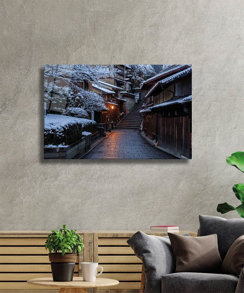 Merdivenli Sokak Cam Tablo  4mm Dayanıklı Temperli Cam, Stairs Street Glass Wall Decor