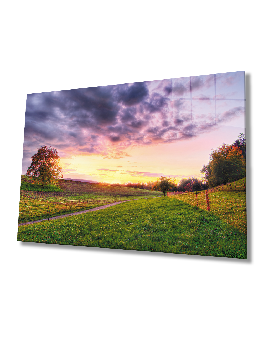 Gün Batımı Manzara  Cam Tablo  4mm Dayanıklı Temperli Cam Sunset Landscape Glass Table 4mm Durable Tempered Glass