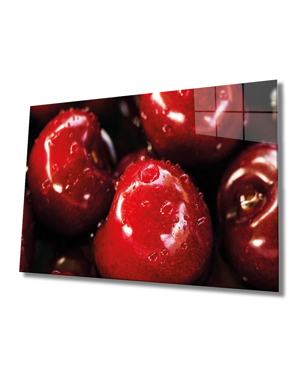 Kirazlar Cam Tablo  4mm Dayanıklı Temperli Cam, Cherries Glass Wall Art