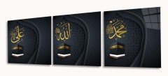 Allah, Muhammed, Ali (Toplam 3 Parça) Cam Tablo 50x50 Cm