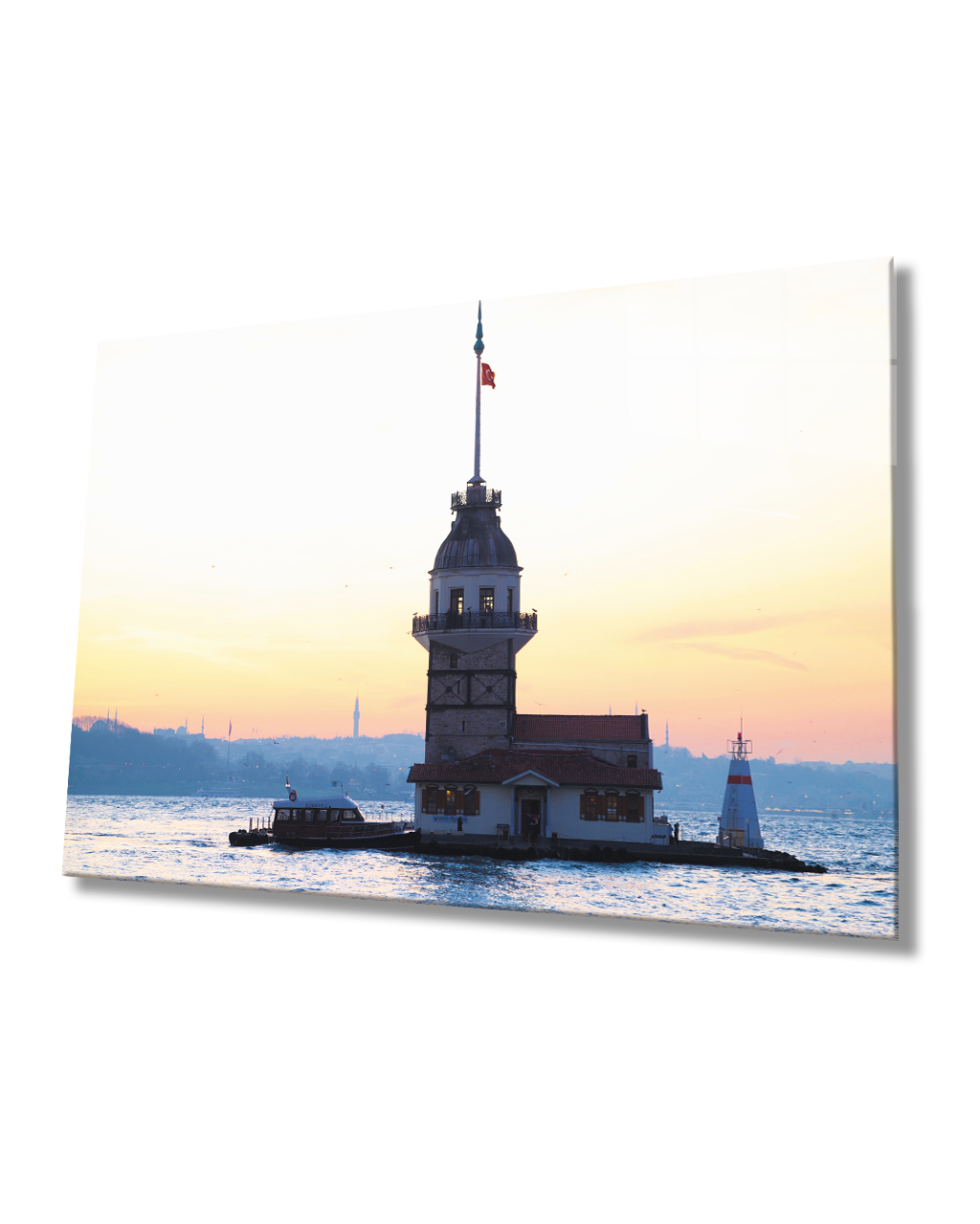 Günbatımında İstanbul Kız Kulesİ Manzarası Cam Tablo 4mm Dayanıklı Temperli Cam