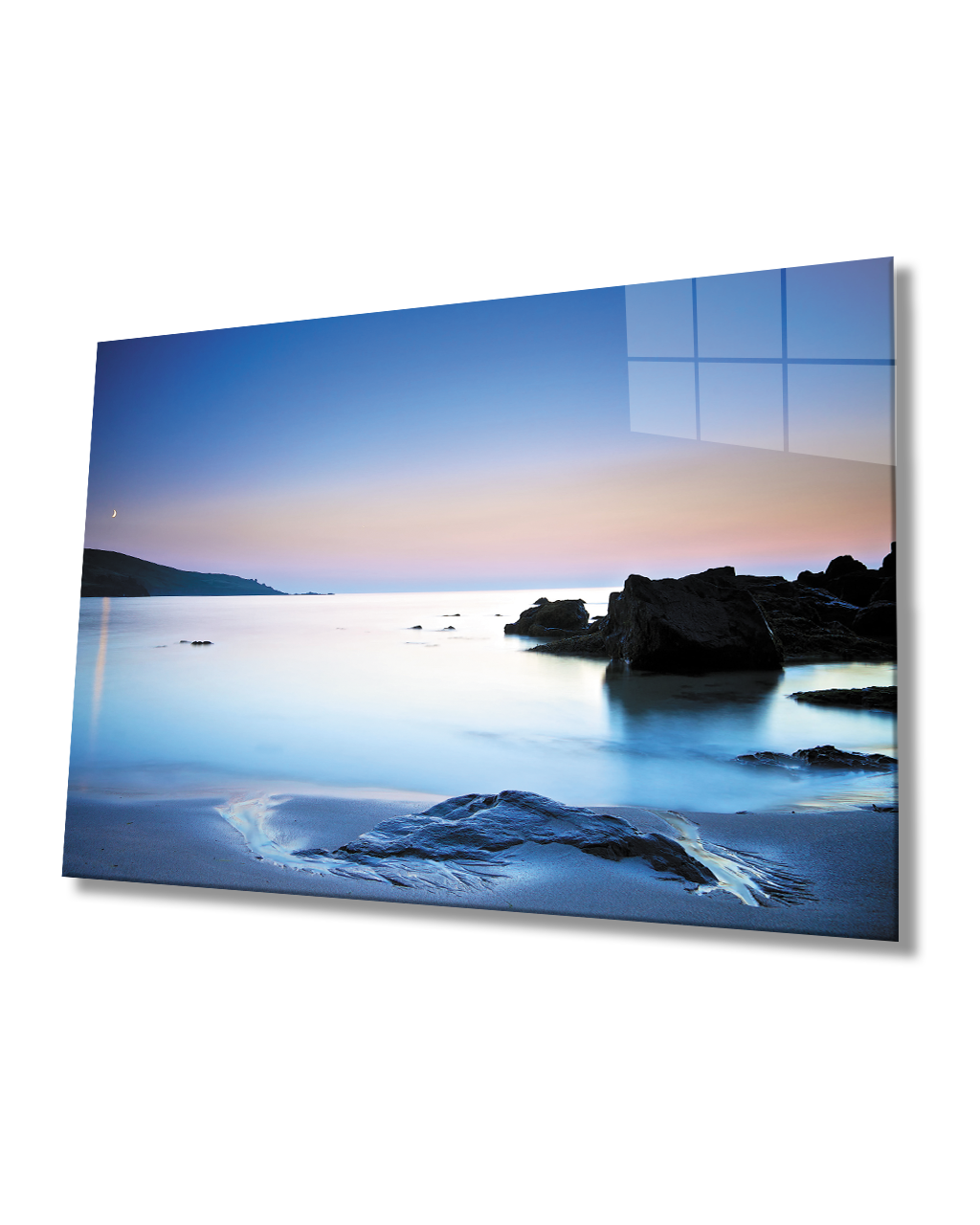 Mavi Manzara Cam Tablo  4mm Dayanıklı Temperli Cam Blue Landscape Glass Table 4mm Durable Tempered Glass