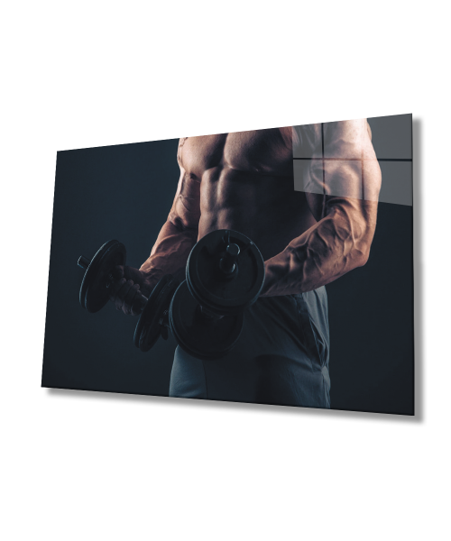 Spor Fitnes Cam Tablo  4mm Dayanıklı Temperli Cam Sports Fitness Glass  Wall Art