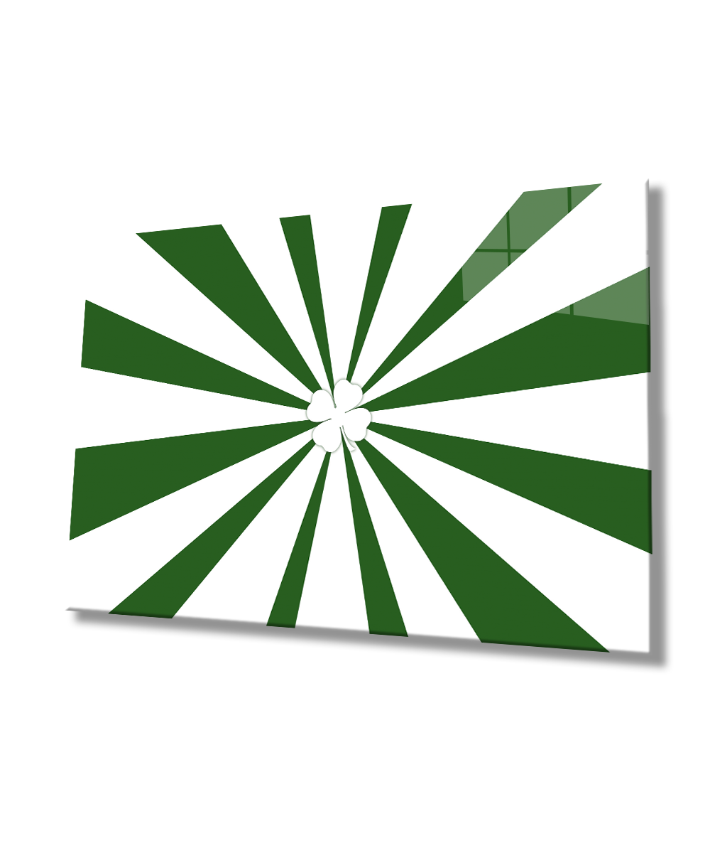 Yeşil Beyaz  Cam Tablo  4mm Dayanıklı Temperli Cam  Green White Glass Wall Art
