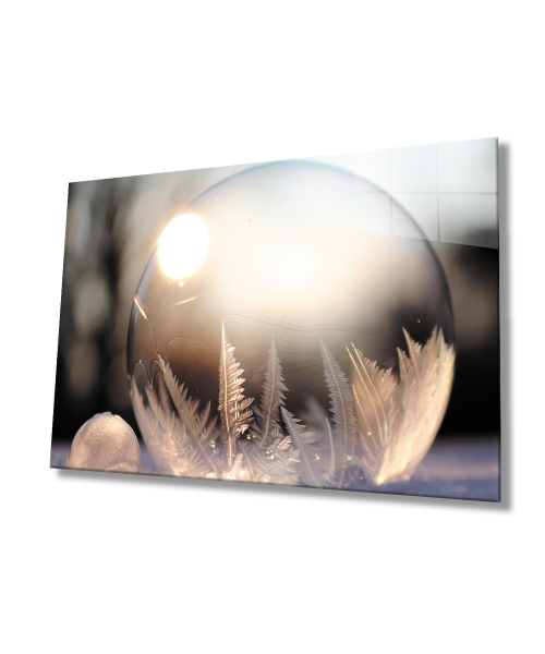 Kar Küresi Cam Tablo  4mm Dayanıklı Temperli Cam  Snow globe Glass Wall Art