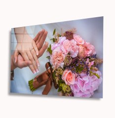 Çiçekler ve Eller Cam Tablo  4mm Dayanıklı Temperli Cam