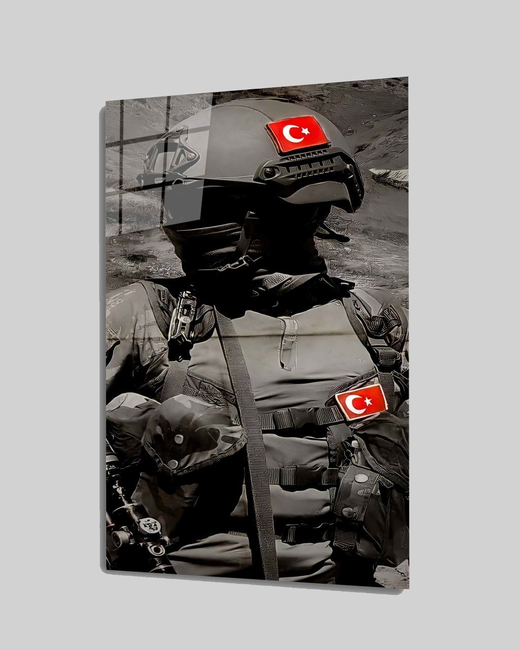 İdealizbiz Türk Askeri Cam Tablo  4mm Dayanıklı Temperli Cam
