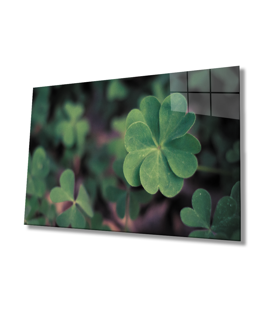 Yeşil Bitki Cam Tablo  4mm Dayanıklı Temperli Cam  Green Plant Glass Wall Art