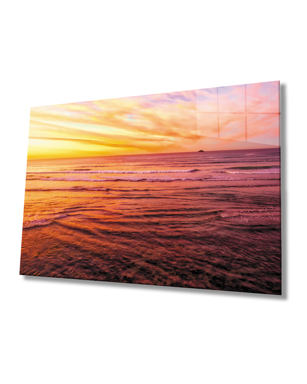 Gün Batımı Deniz Manzaralı Cam Tablo  4mm Dayanıklı Temperli Cam Sunset Sea View Glass Table 4mm Durable Tempered Glass