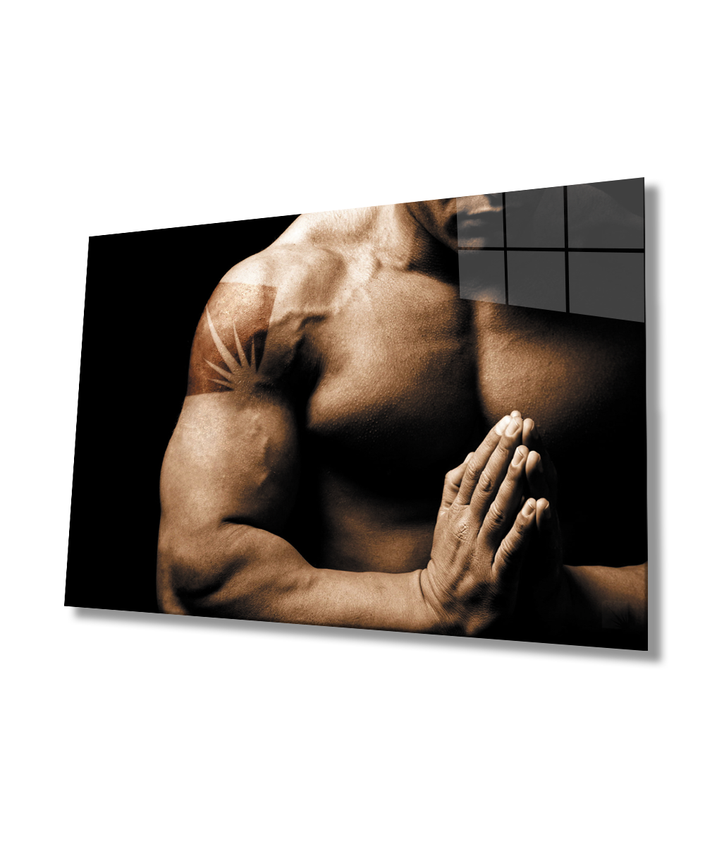 Spor Fitnes Cam Tablo  4mm Dayanıklı Temperli Cam Sports Fitness Glass Wall Art